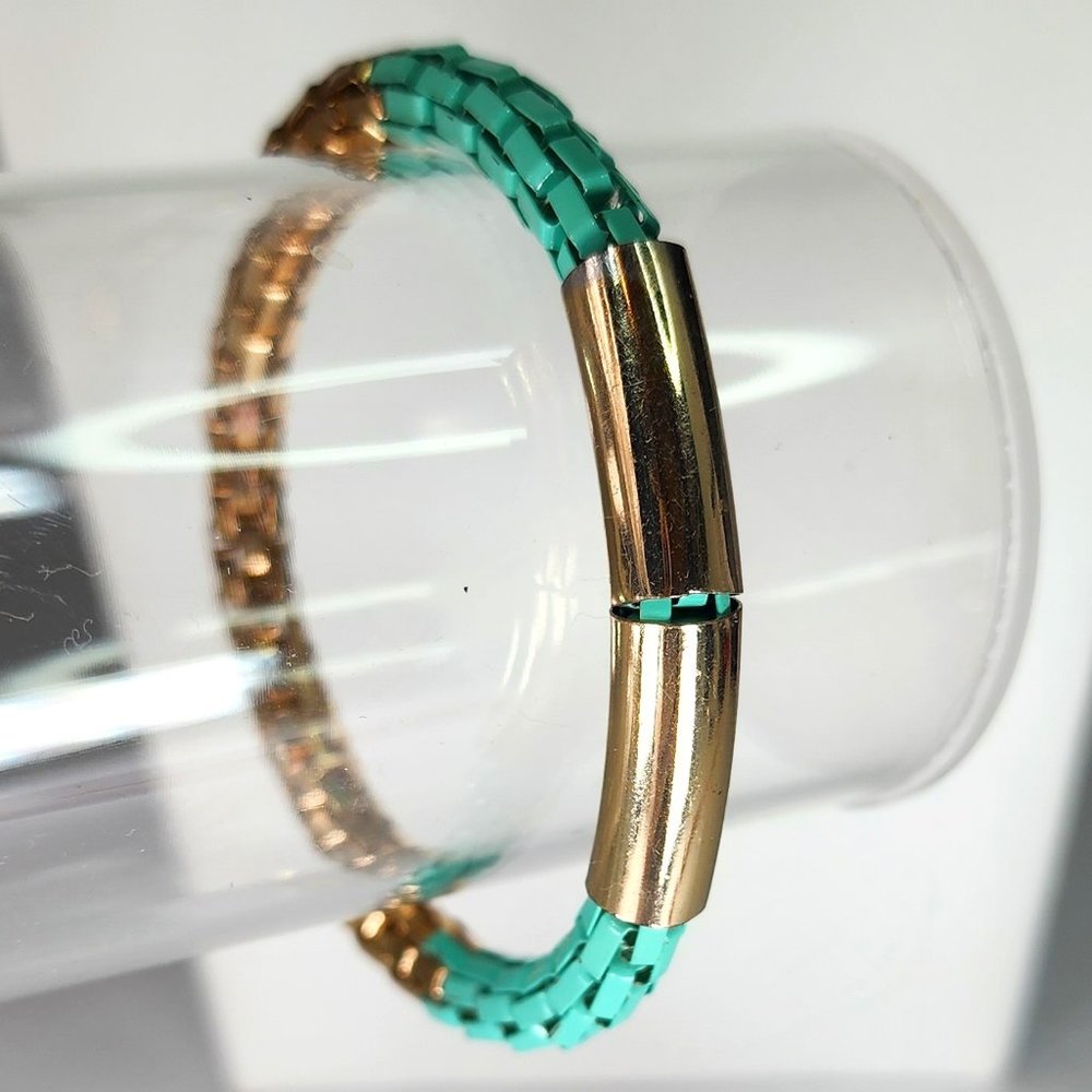 Goldtone & Teal Stretch Bracelet 45015-015